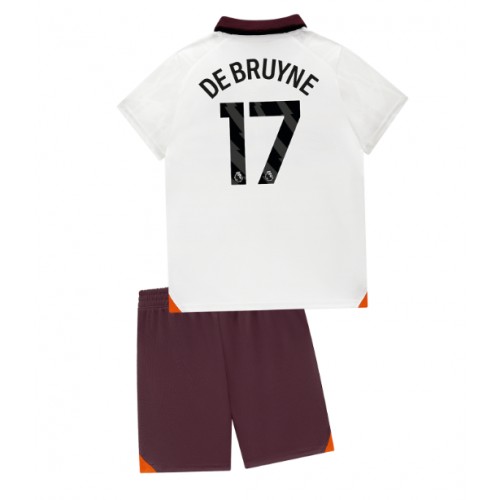 Otroški Nogometni dresi Manchester City Kevin De Bruyne #17 Gostujoči 2023-24 Kratek Rokav (+ Kratke hlače)